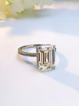 Модерно изкуствено тъмно синьо пръстен от сребро проба 925 с изумруд изумрудени диаманти, предлагащо подарък, универсална нова ниша на сладки сватбени декорации