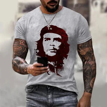 Мъжка тениска с 3D-принтом герой на Че Гевара, риза с кръгло деколте и къси ръкави, градинска дрехи големи размери в стил харадзюку, детски блузи