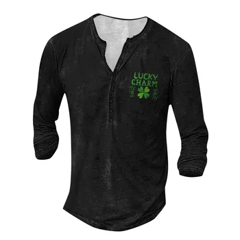 Мъжка тениска с принтом, Градинска Горна дреха с дълги ръкави в стил Ретро копчета, мъжки луксозна тениска, тениски за мъже 2024
