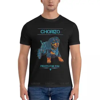 мъжки памучен тениска Chorizo Fights For You / Blue Edition / Класическа тениска, мъжко облекло, тениски с аниме, мъжка черна тениска
