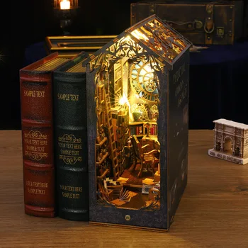 Направи си сам Дървени Книгата на Светлината Музика Стереоскопични Книга Сензорни Кабини Детективска Общество 3D Модел Украса Коледен Подарък За Рожден Ден