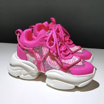 Нови дамски обувки на платформа zapatillas против plataforma para mujeres, летни розови обувки за тенис 2023 година