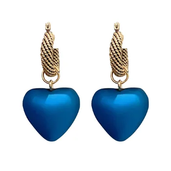 Нови обеци във формата на сърце, сини висящи обеци, Уникални богемные модни обеци за женските бижута