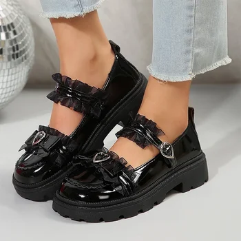 Обувки Bow Lolita Мари Janes Дамски обувки на плоска подметка и платформа на Нови ВесеннеЛетние Сандали 2024 Дизайнерско марка Дамски Zapatillas