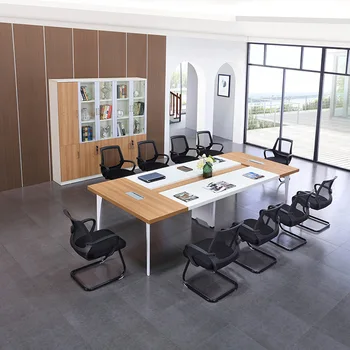 Офис мебели прост модерна конферентна зала, учебна маса за преговори, търговска работна маса, маса за конференции в цветна ивица