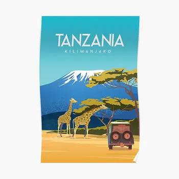 Плакат за пътуване в Танзания, Африка, Художествена стая, Модерен интериор, Забавна Рисувана на стената на къщата, Реколта живопис, стенопис, без рамка