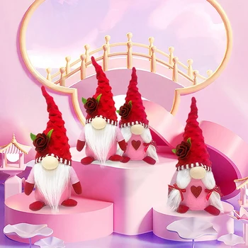 Плюшени Украшения във формата на Gnome за Ден на Свети Валентин от 2 теми, г-Н И г-жа Скандинавски Червен, За Декориране на Масата За Свети Валентин