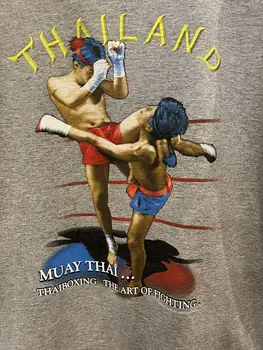 Реколта тениска Муай Тай 90-те, светът бокс тениска Тайланд за възрастни Мъже, един Възрастен Голям