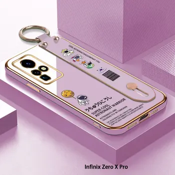 (С гривната) За Infinix Zero X Pro Нео 20 Zero 5G 2023 Cartoony Астронавт Делото Калъф Луксозно Покритие TPU Калъфи За Телефони