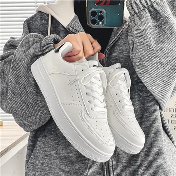 Спортни обувки За момчета 2023 г., Нови Малки Бели Обувки, Дишаща Универсални Мъжки Модни Улични Маратонки дантела С Кръгло Бомбе