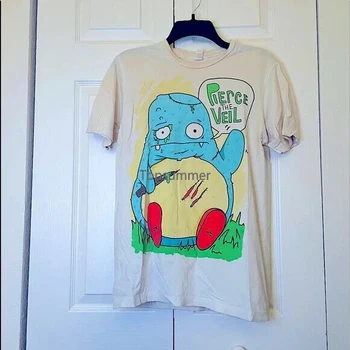 Тениска Vtg Pierce The Veil Monster Band с къс ръкав 100% Памук Тениска Nh580