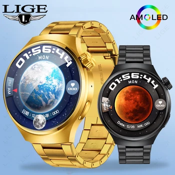 Умен часовник LIGE 1,43-инчов AMOLED Screem за мъже, водоустойчиви модерен гривна, монитор здраве, Bluetooth-предизвикателство, умни часовници за Huawei