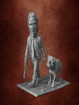 Фигурка от смола 1/32 65 мм поставка за древния човек с модела на кучета в разглобено формата на Неокрашенный комплект за монтаж на фигури