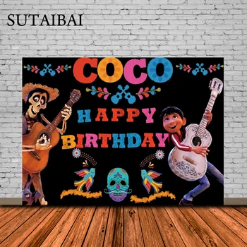 Фотофоны Coco честит Рожден Ден в стил Мексиканска Фиеста, фон за снимки, банер за парти по случай рожден Ден в душата на момчето, Фотозона