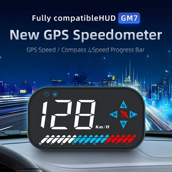Централният дисплей GM7, GPS система, авто HUD, Умен скоростомер, Автомобилни Електронни Аксесоари за всички автомобили, Многофункционална аларма за скорост