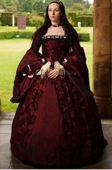 Червена бална рокля на Ан Болейн, cosplay-костюм на кралица Елизабет Тюдор Мери Болейн, кралско рокля, сшитое по поръчка