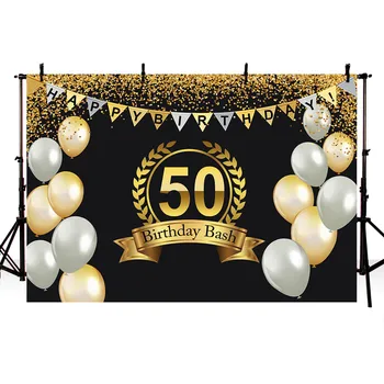 Черно-златна блестящ фон за снимки на 50-ия, 40-ия, на 60-ия рожден Ден Персонализирайте фон за снимки в студио